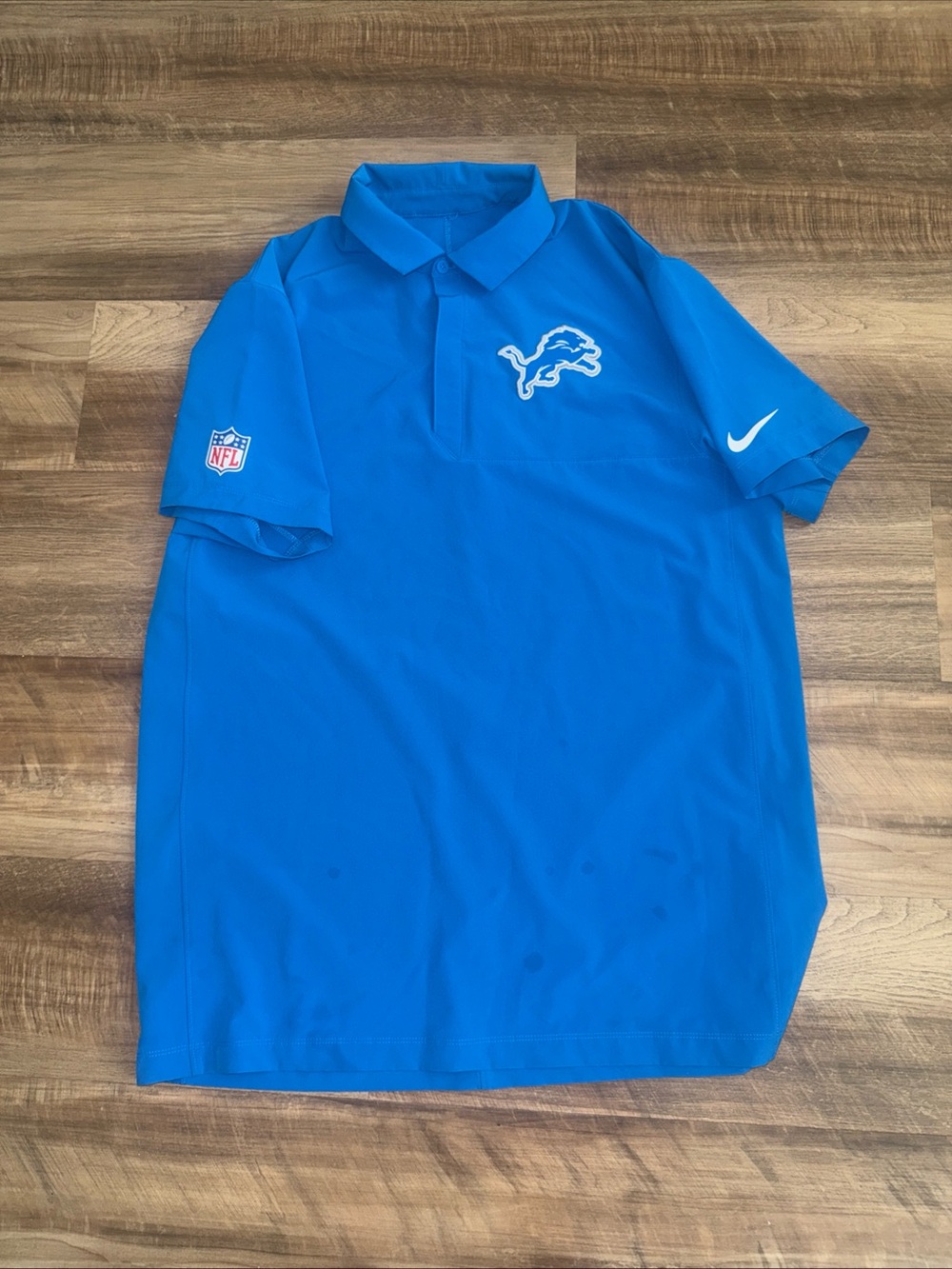 Nike Dri fit NFL Detroit Lions Polo with White Logos